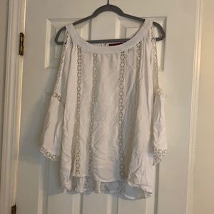 White shoulderless blouse